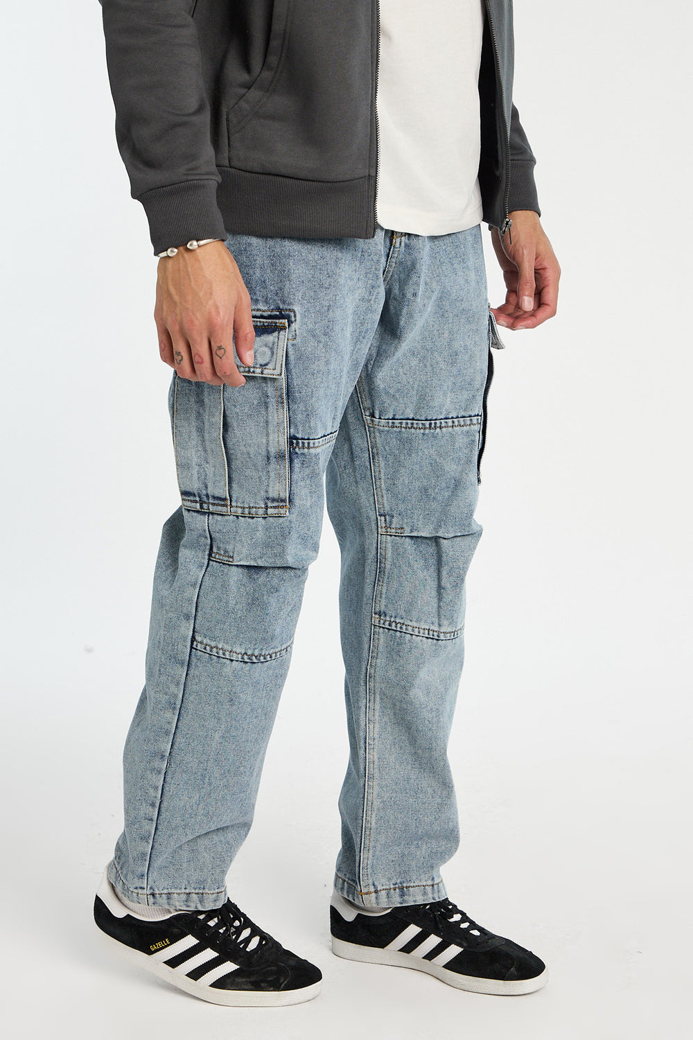 Jean cargo délavé clair homme Jean cargo délavé clair homme