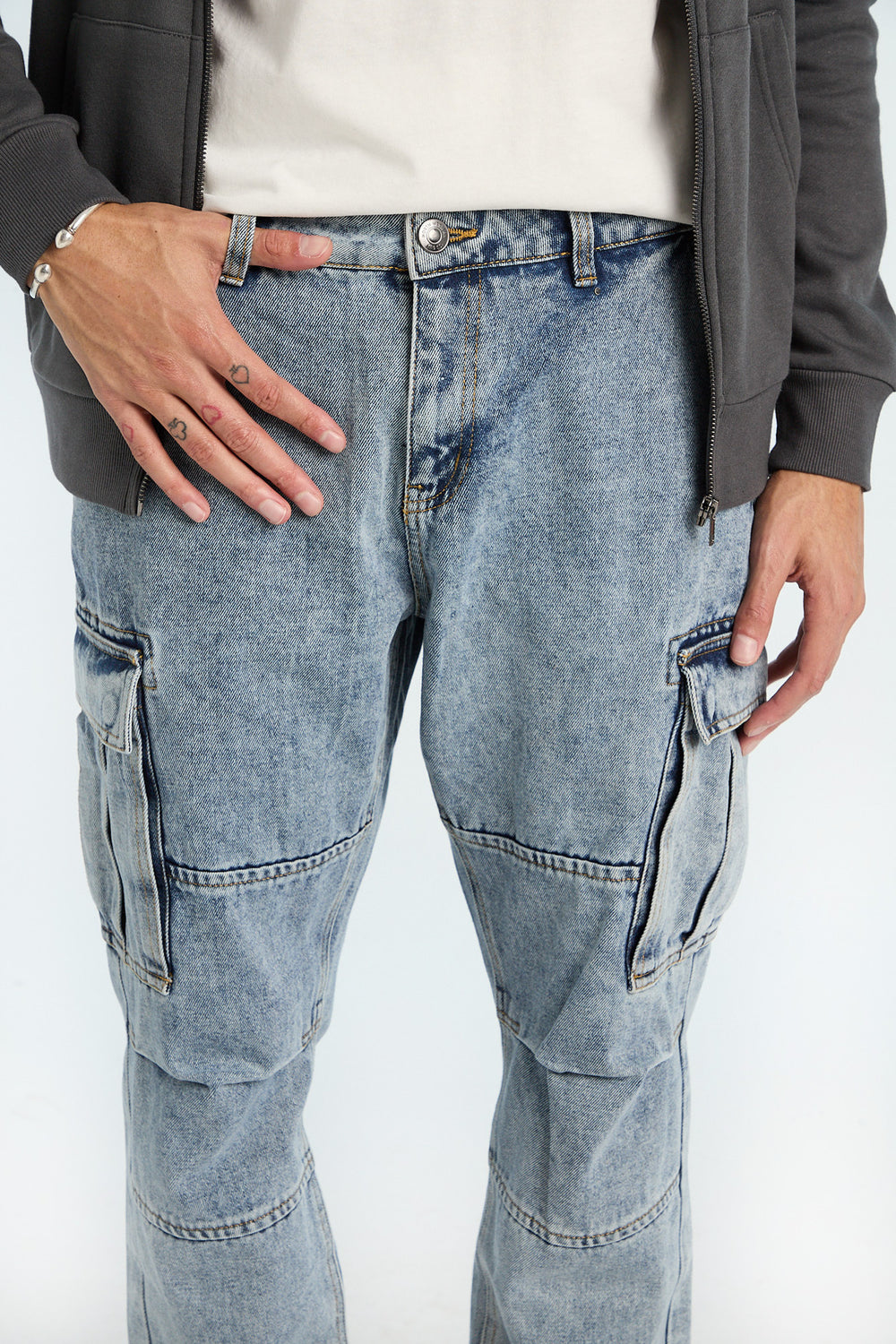 Jean cargo délavé clair homme Jean cargo délavé clair homme
