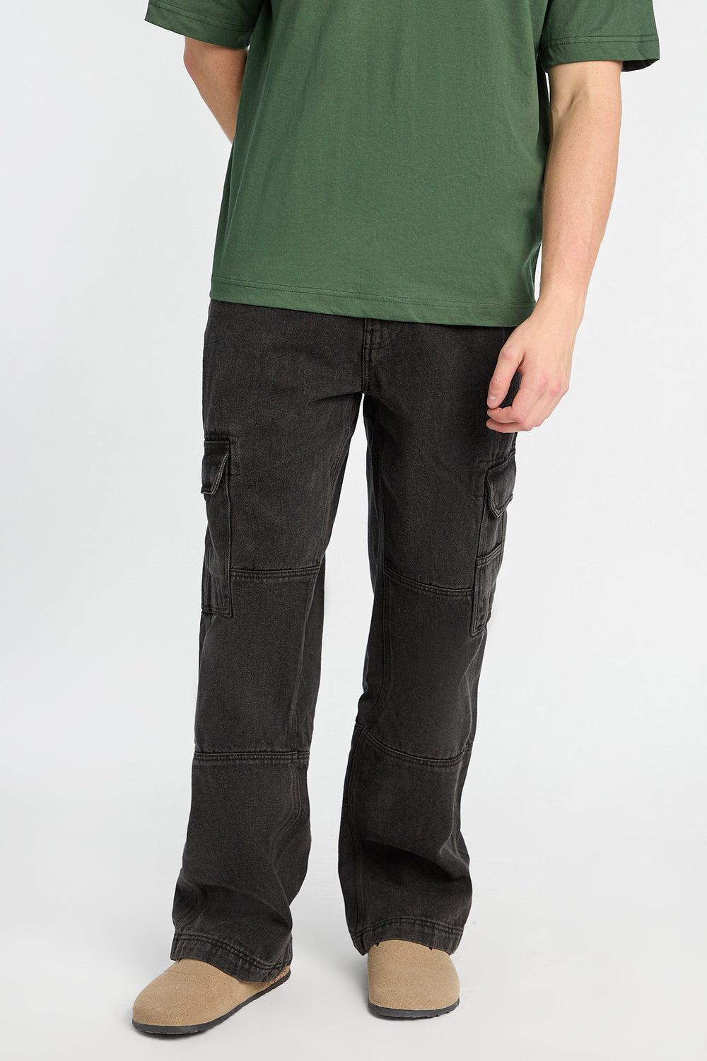 Jean cargo style charpentier délavé noir Jean cargo style charpentier délavé noir