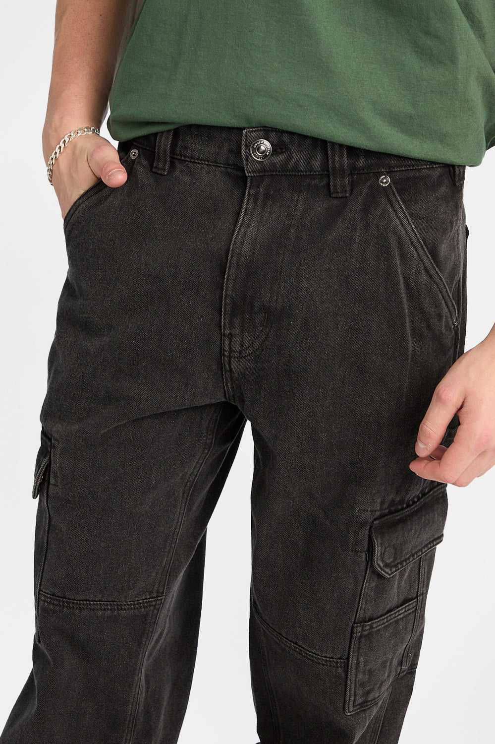 Jean cargo style charpentier délavé noir Jean cargo style charpentier délavé noir