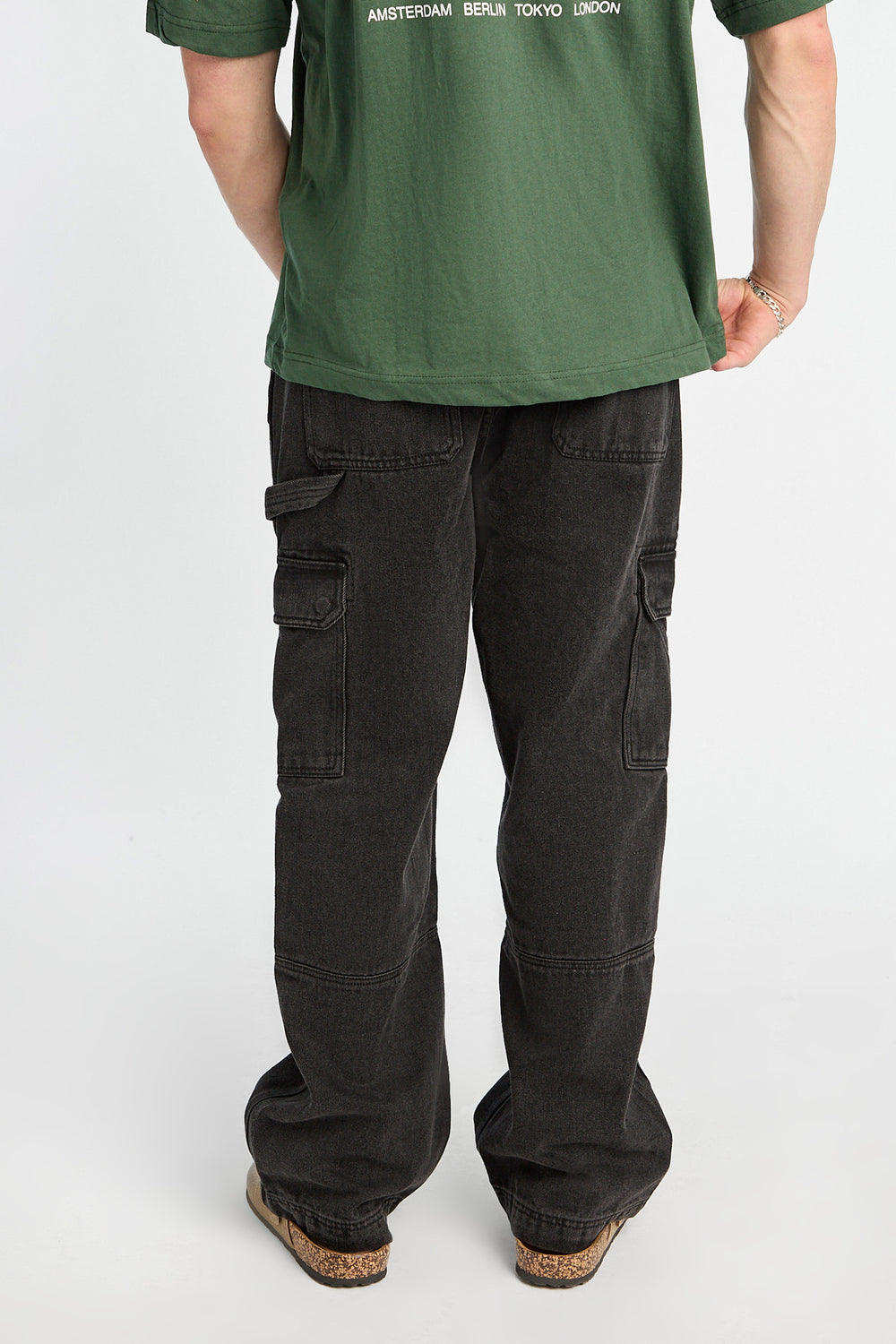 Jean cargo style charpentier délavé noir Jean cargo style charpentier délavé noir