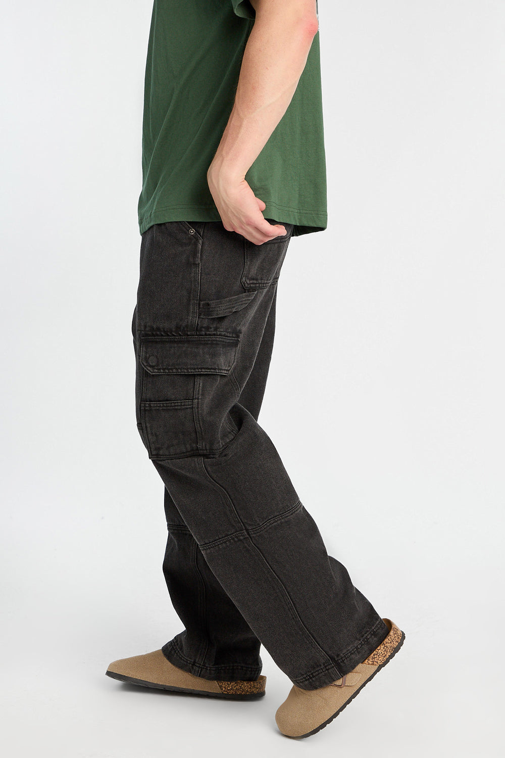 Jean cargo style charpentier délavé noir Jean cargo style charpentier délavé noir