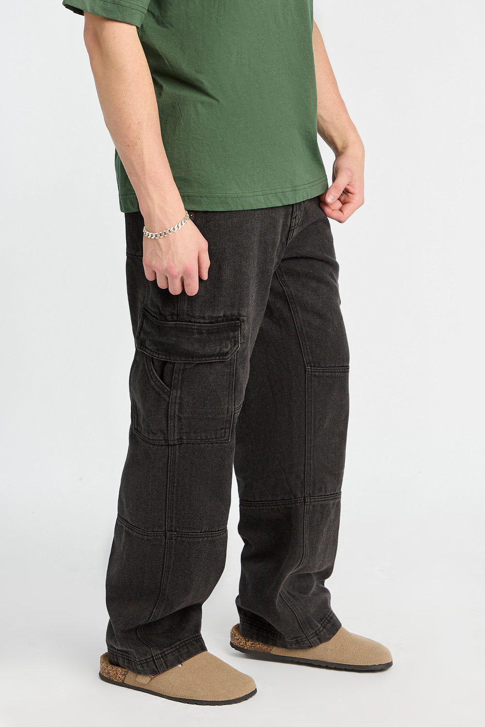 Jean cargo style charpentier délavé noir Jean cargo style charpentier délavé noir