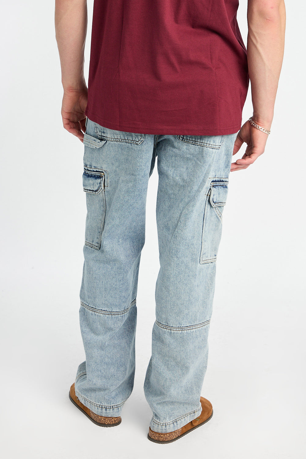 Jean cargo style charpentier délavé clair Jean cargo style charpentier délavé clair