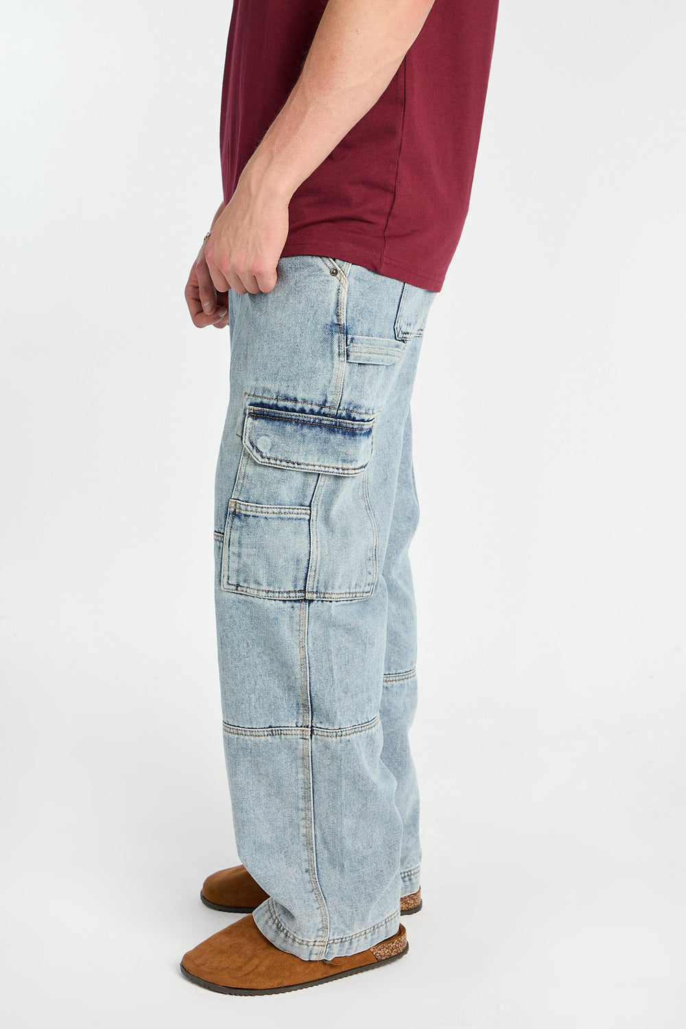 Jean cargo style charpentier délavé clair Jean cargo style charpentier délavé clair