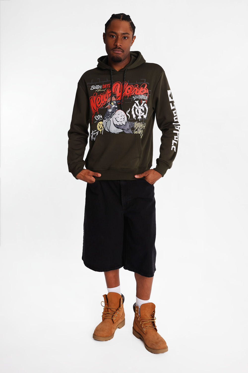 Haut à capuchon imprimé NYC pigeon Southpole Haut à capuchon imprimé NYC pigeon Southpole