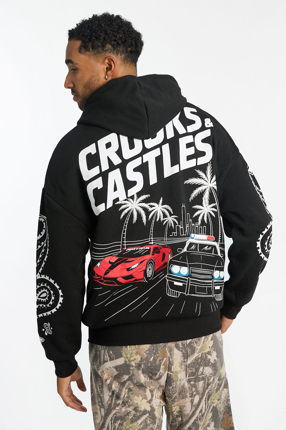 Haut à capuchon imprimé course Crooks & Castles homme Haut à capuchon imprimé course Crooks & Castles homme