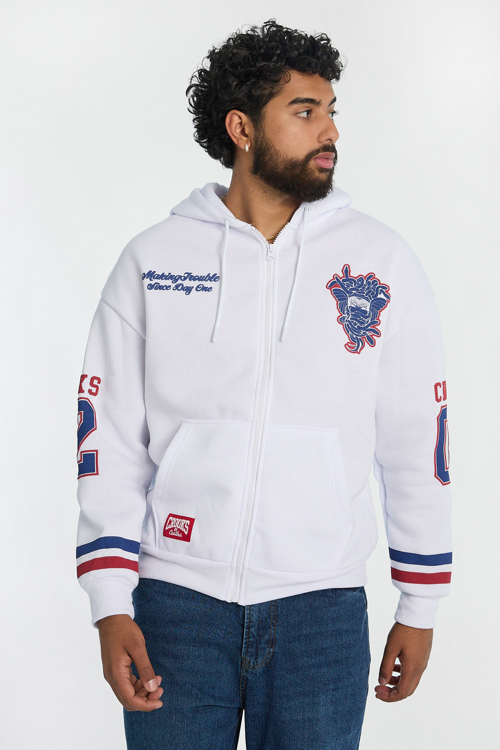 Haut à capuchon zippé imprimé hockey Crooks & Castles homme Haut à capuchon zippé imprimé hockey Crooks & Castles homme - West49