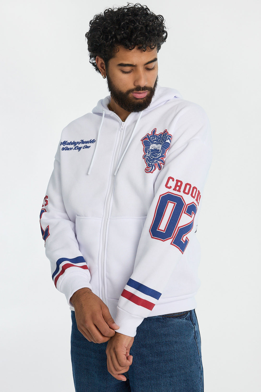 Haut à capuchon zippé imprimé hockey Crooks & Castles homme Haut à capuchon zippé imprimé hockey Crooks & Castles homme - West49