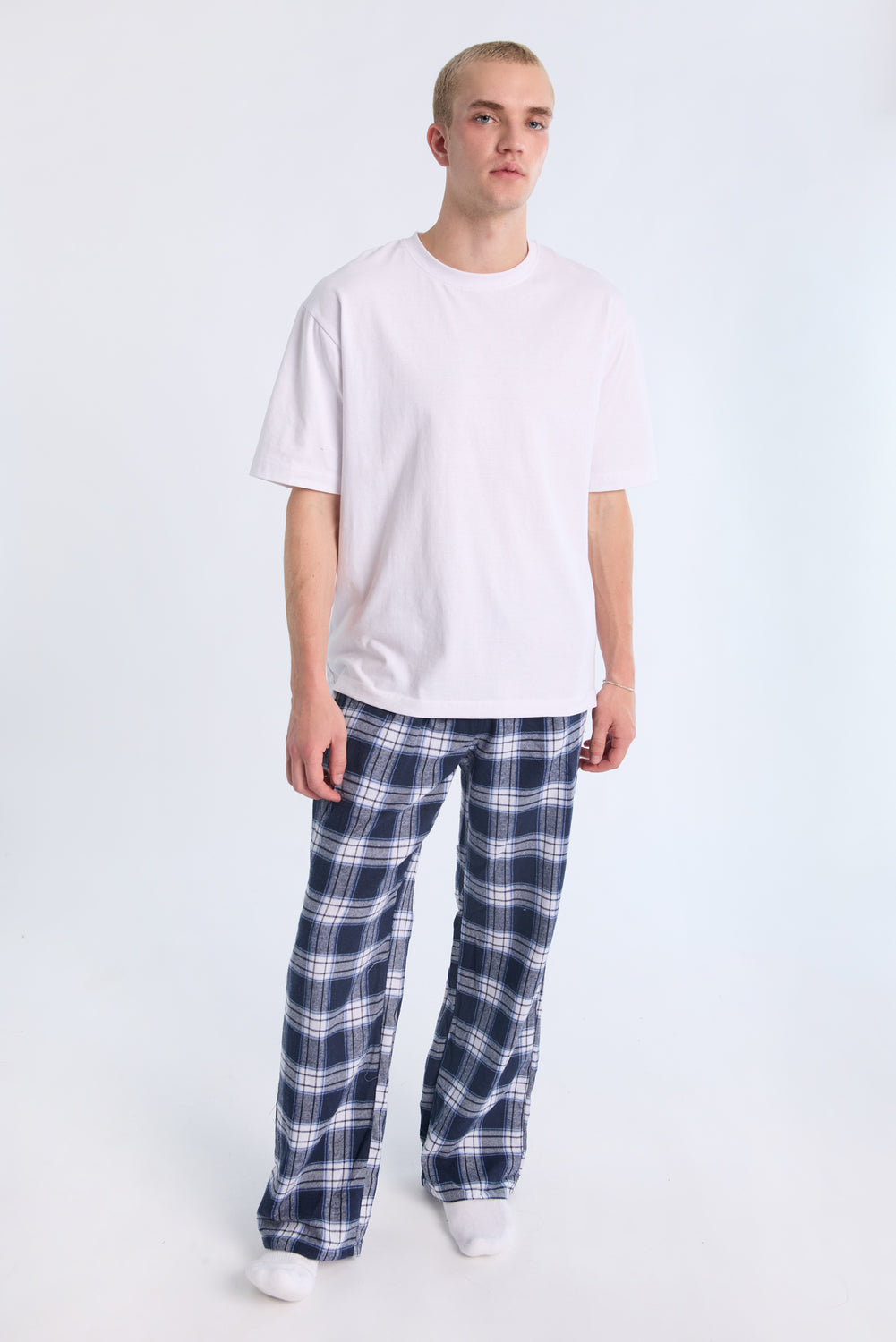 West49 Mens White Plaid Pajama Bottoms West49 Mens White Plaid Pajama Bottoms