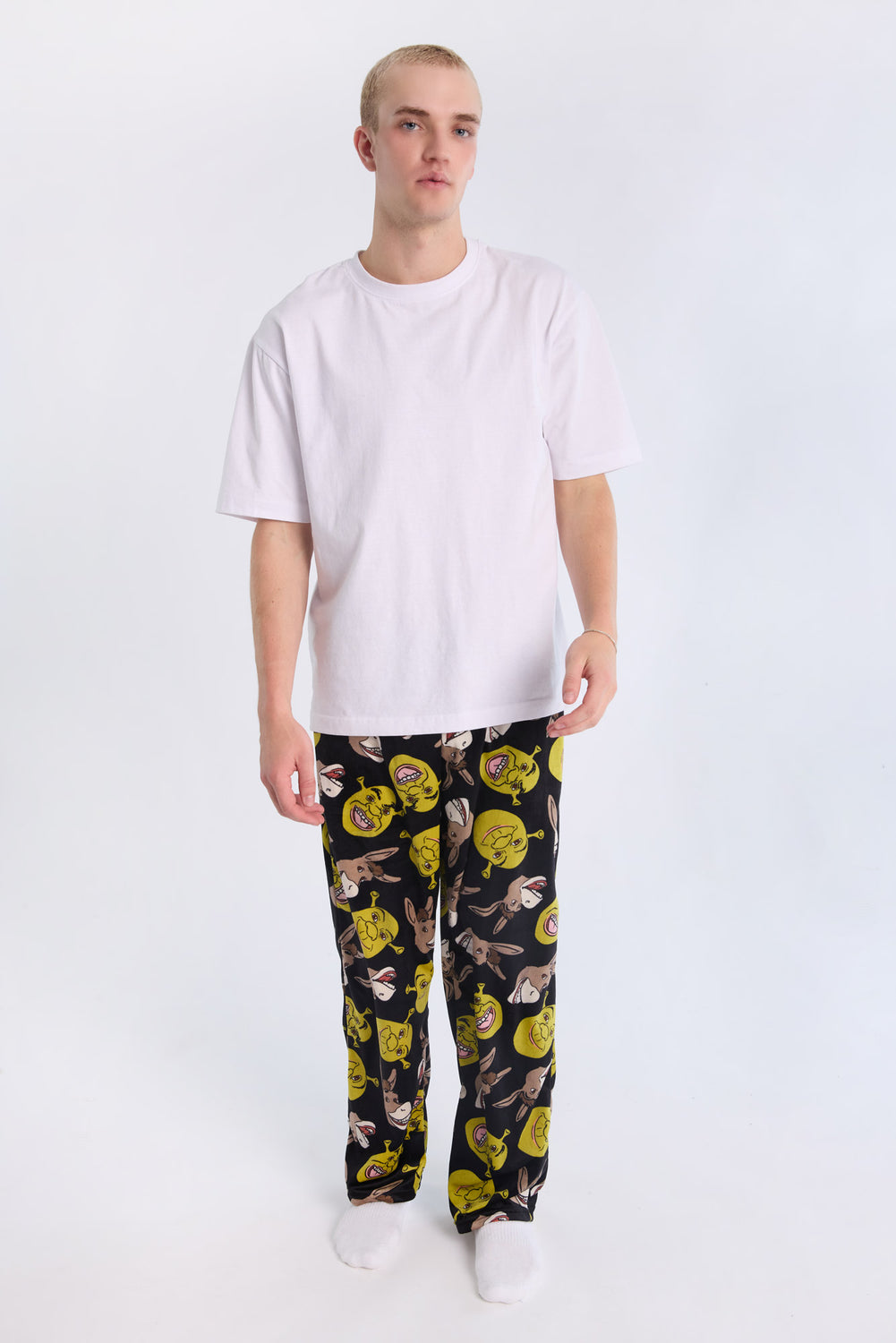 Bas de pyjama en polaire imprimé Shrek et Donkey homme Bas de pyjama en polaire imprimé Shrek et Donkey homme