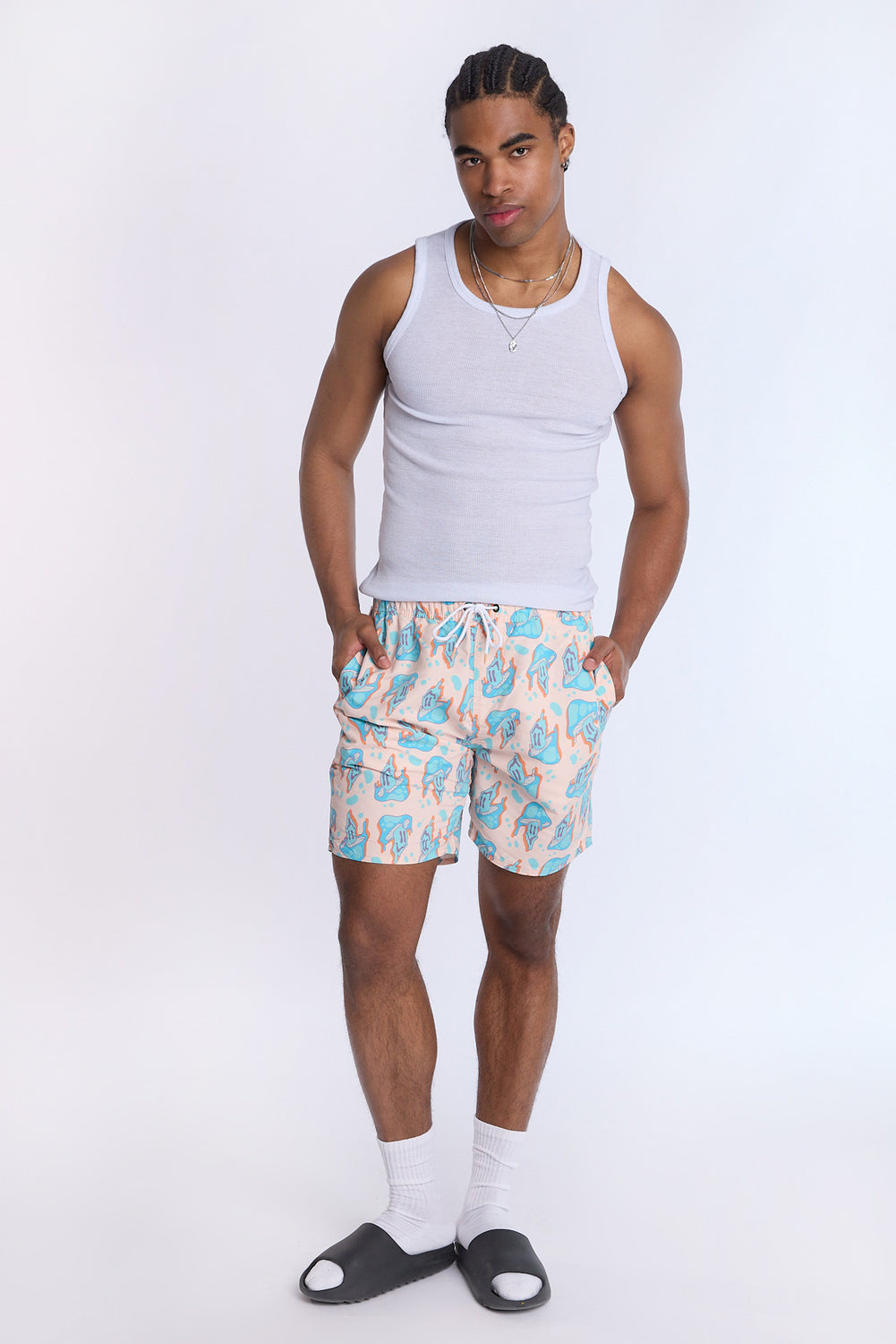 Short de plage imprimé champignons Arsenic homme Short de plage imprimé champignons Arsenic homme