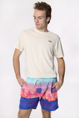 West49 Mens Tropical Sunset Printed Beach Shorts