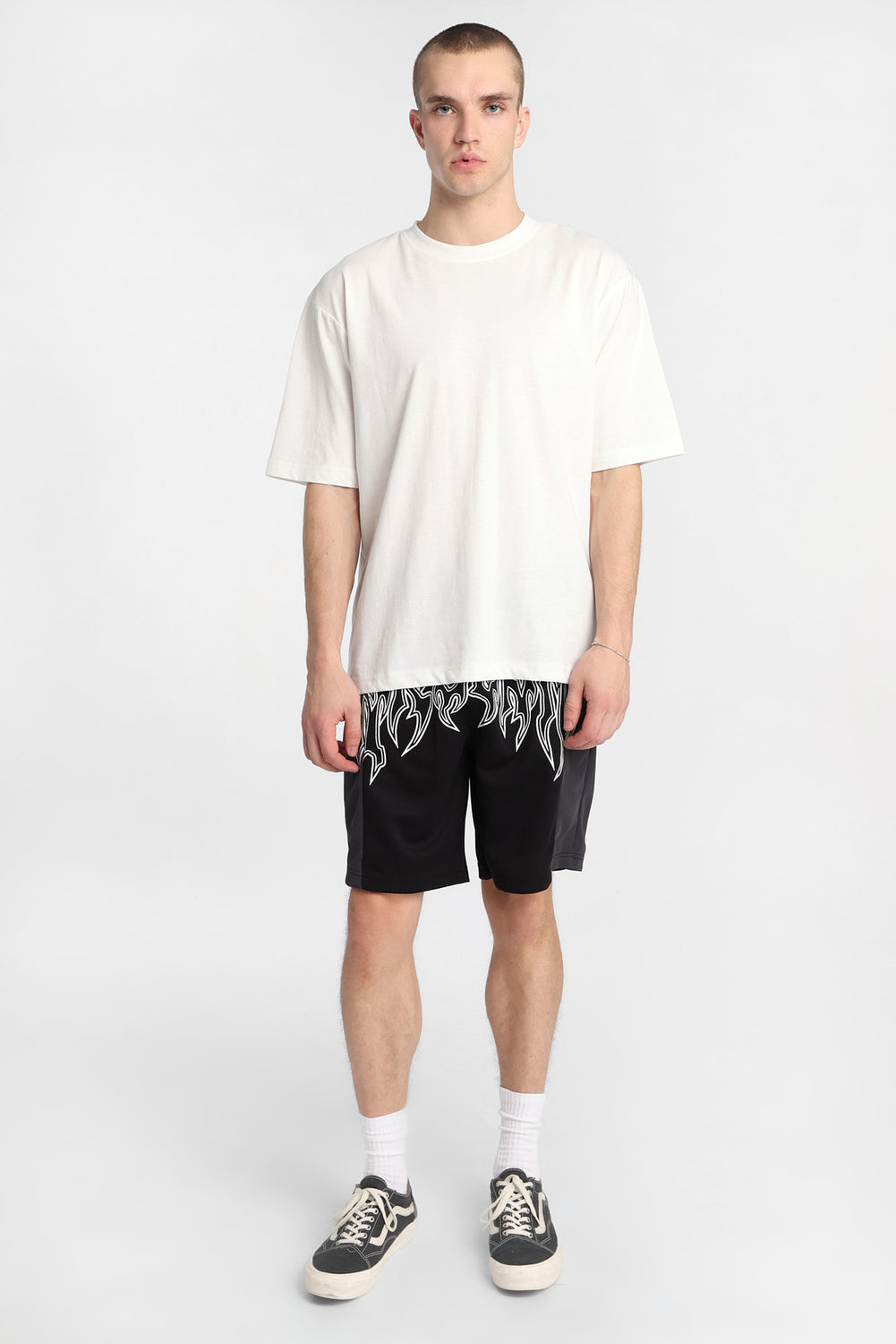 Short en maille bicolore imprimé logo Arsenic Short en maille bicolore imprimé logo Arsenic