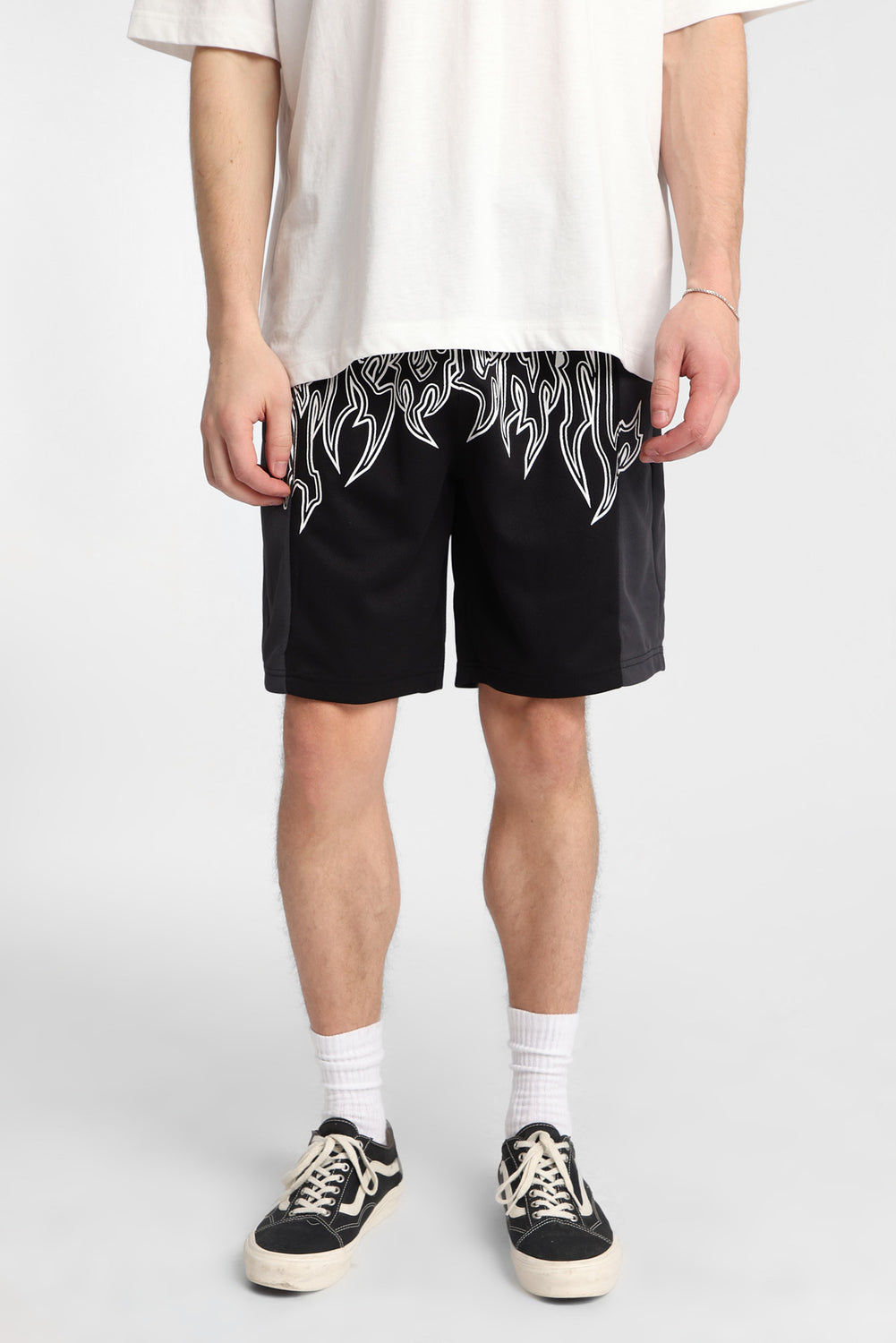 Short en maille bicolore imprimé logo Arsenic Short en maille bicolore imprimé logo Arsenic