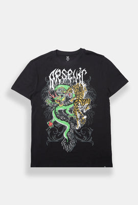 T-shirt imprimé dragon et tigre Arsenic
