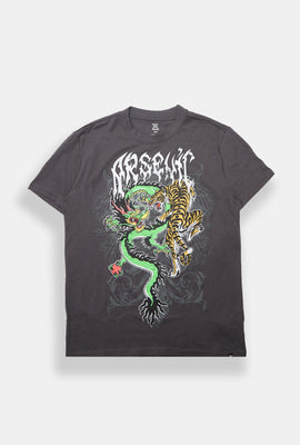 T-shirt imprimé dragon et tigre Arsenic