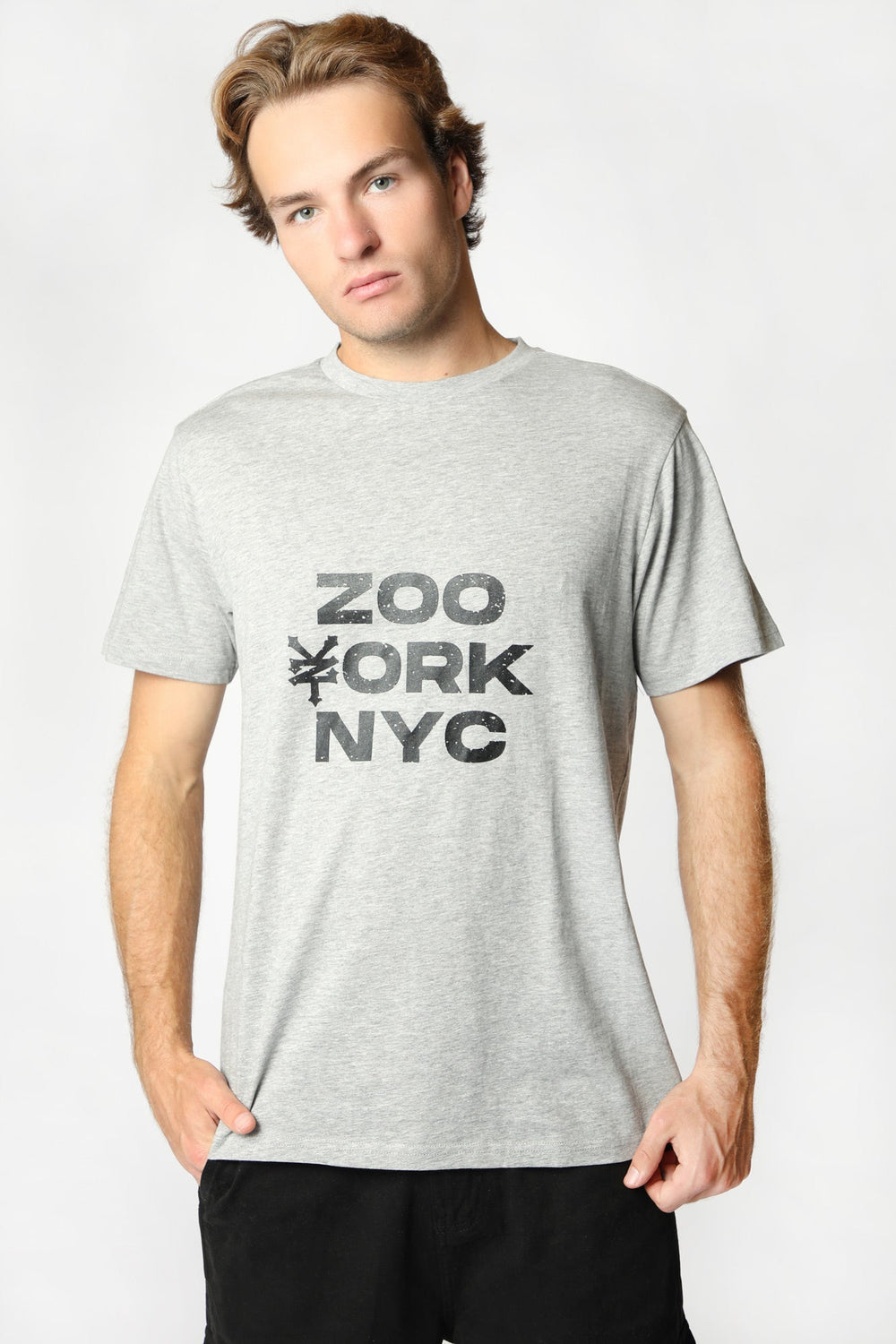 T-Shirt Imprimé Logo NYC Zoo York Homme Gris