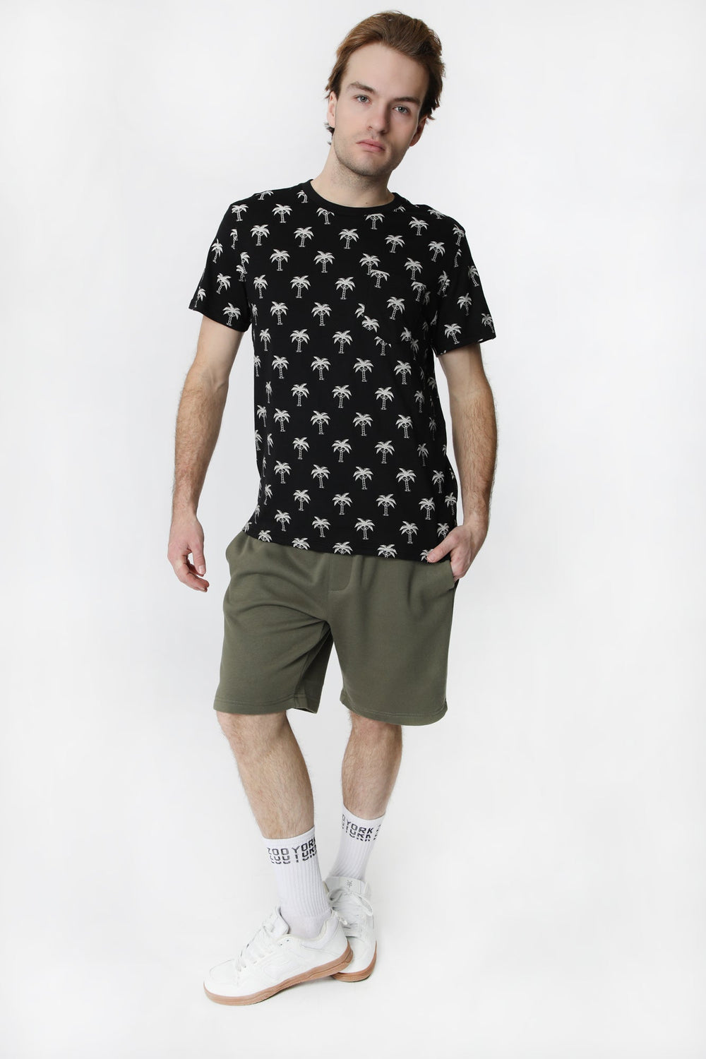 T-Shirt Imprimé Palmiers avec Poche Arsenic Homme T-Shirt Imprimé Palmiers avec Poche Arsenic Homme