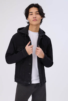 Amnesia Mens Denim Hooded Jacket