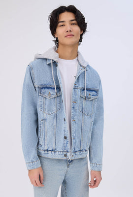 Amnesia Mens Denim Hooded Jacket