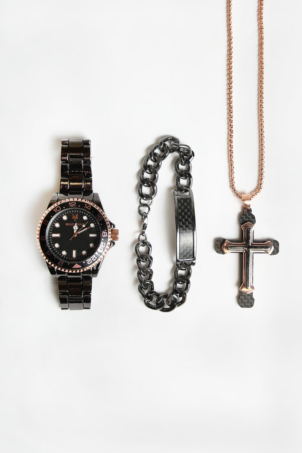 Zoo York Mens Black & Rose Gold Cross Watch Set Zoo York Mens Black & Rose Gold Cross Watch Set