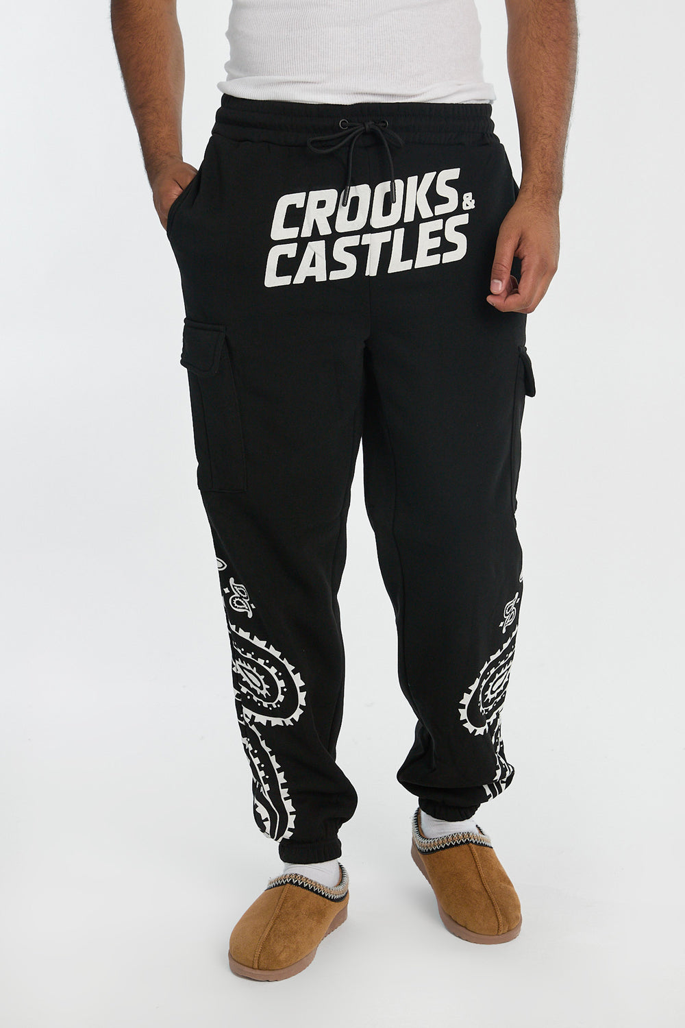 Jogger en molleton cargo imprimé course Crooks & Castles homme Jogger en molleton cargo imprimé course Crooks & Castles homme