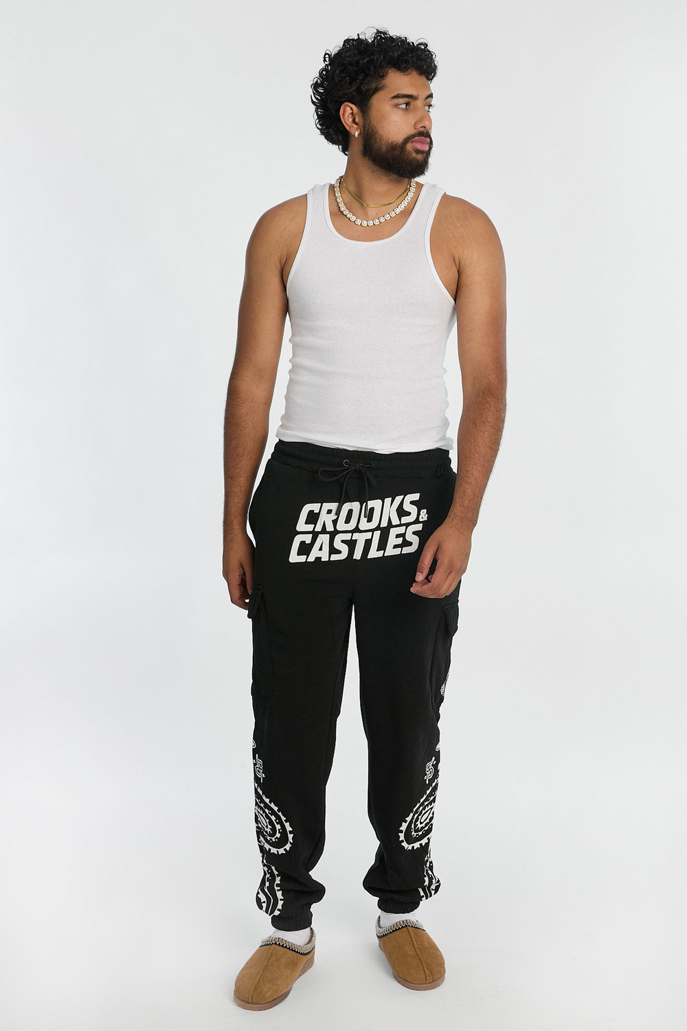 Jogger en molleton cargo imprimé course Crooks & Castles homme Jogger en molleton cargo imprimé course Crooks & Castles homme