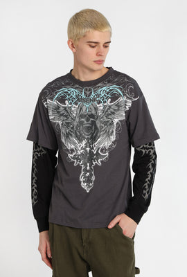 Arsenic Skull Graphic Long Sleeve 2-Fer Tee