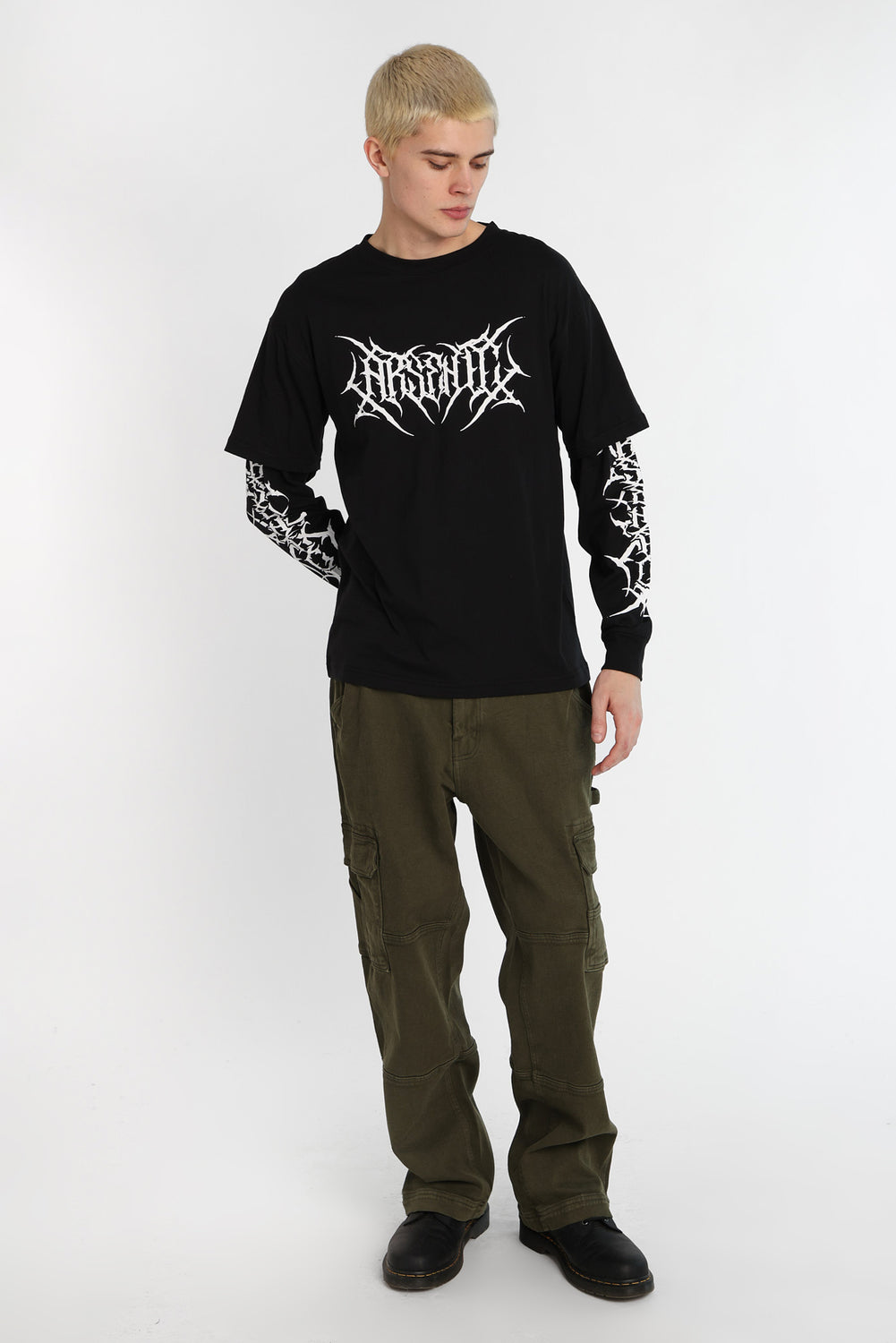 T-shirt à manches longues superposé imprimé gothique Arsenic T-shirt à manches longues superposé imprimé gothique Arsenic