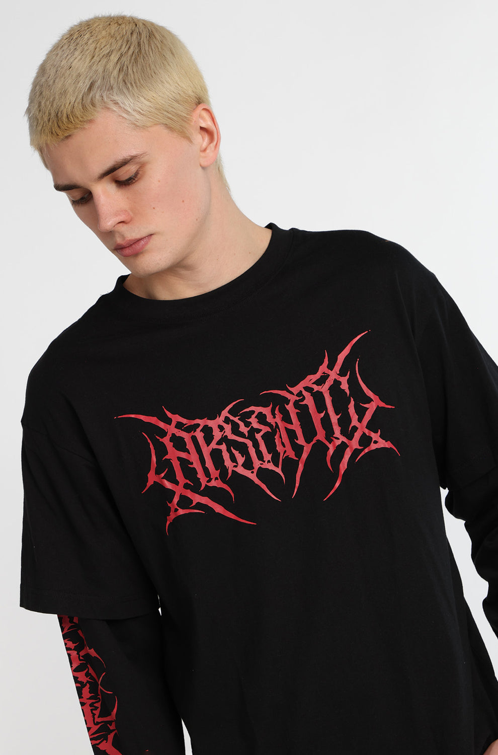 T-shirt à manches longues superposé imprimé gothique Arsenic T-shirt à manches longues superposé imprimé gothique Arsenic