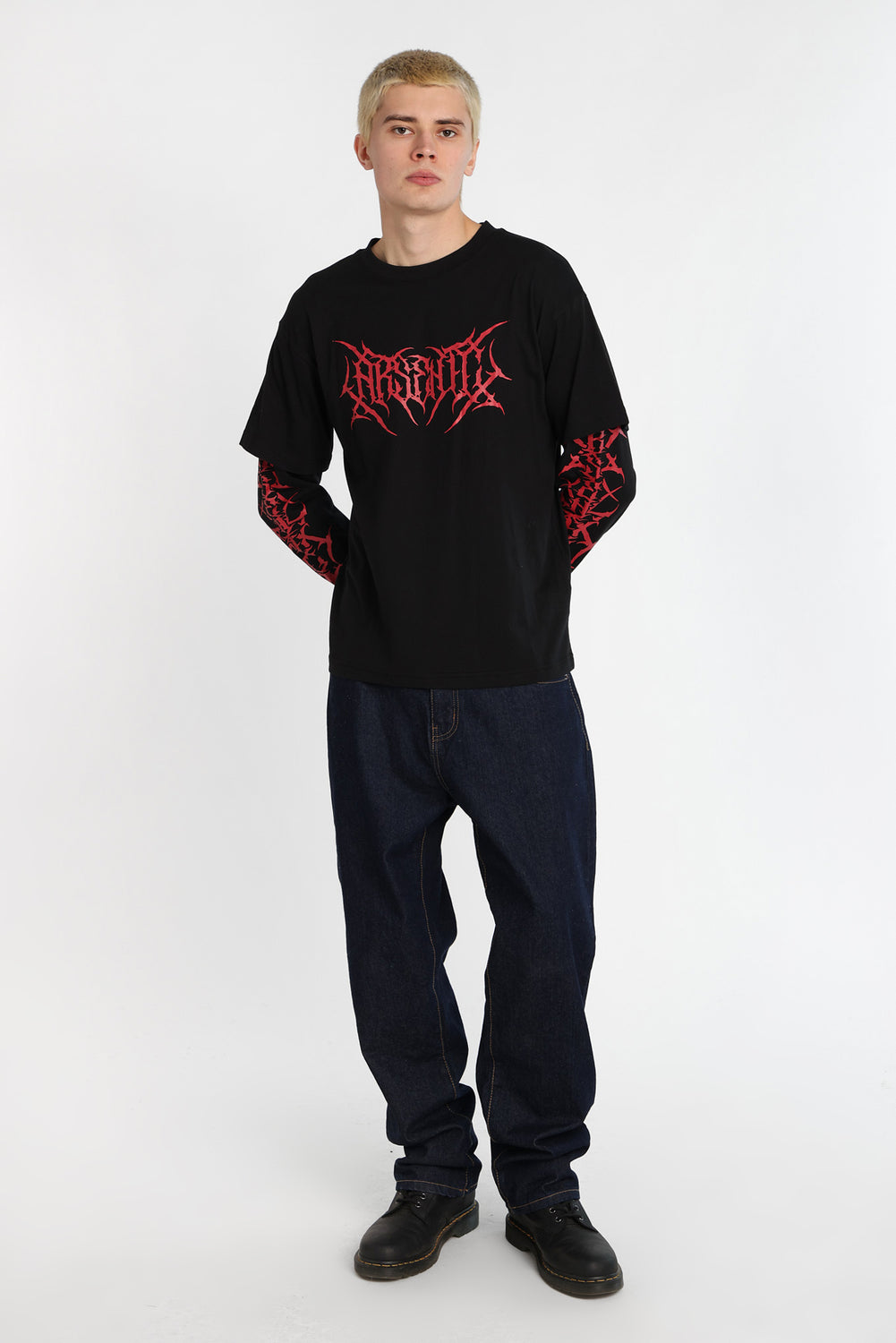 T-shirt à manches longues superposé imprimé gothique Arsenic T-shirt à manches longues superposé imprimé gothique Arsenic
