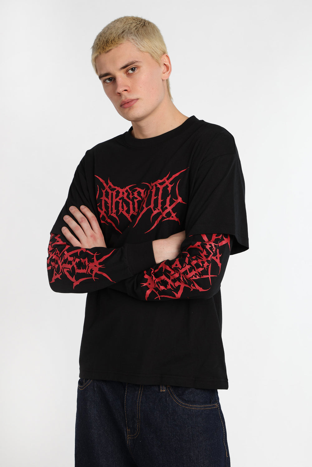 T-shirt à manches longues superposé imprimé gothique Arsenic T-shirt à manches longues superposé imprimé gothique Arsenic