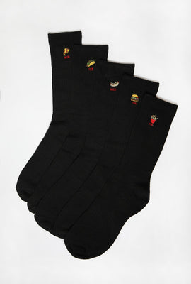 Amnesia Mens 5-Pack Fast Food Crew Socks