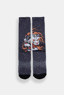 Chaussettes imprimées tigre en feu Arsenic