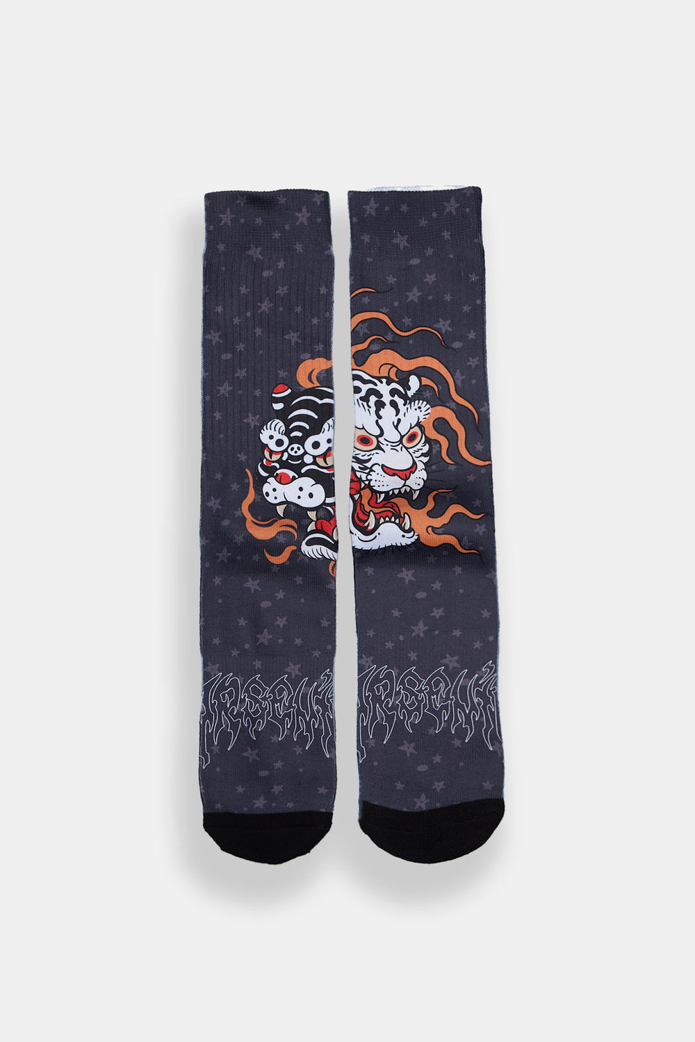 Arsenic Flame Tiger Printed Crew Socks Arsenic Flame Tiger Printed Crew Socks