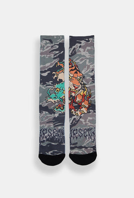 Chaussettes imprimées tigre et dragon Arsenic