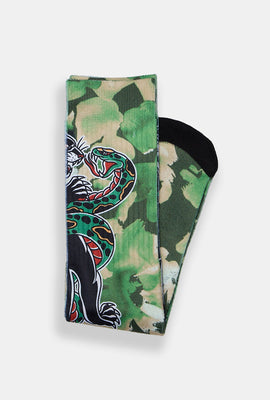Arsenic Jaguar & Cobra Printed Crew Socks
