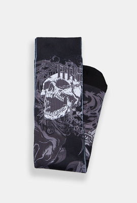 Arsenic Screaming Skull Printed Crew Socks
