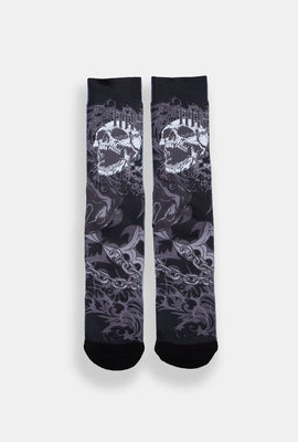 Arsenic Screaming Skull Printed Crew Socks