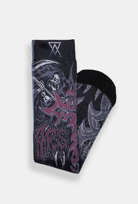 Arsenic Grim Reaper Printed Crew Socks
