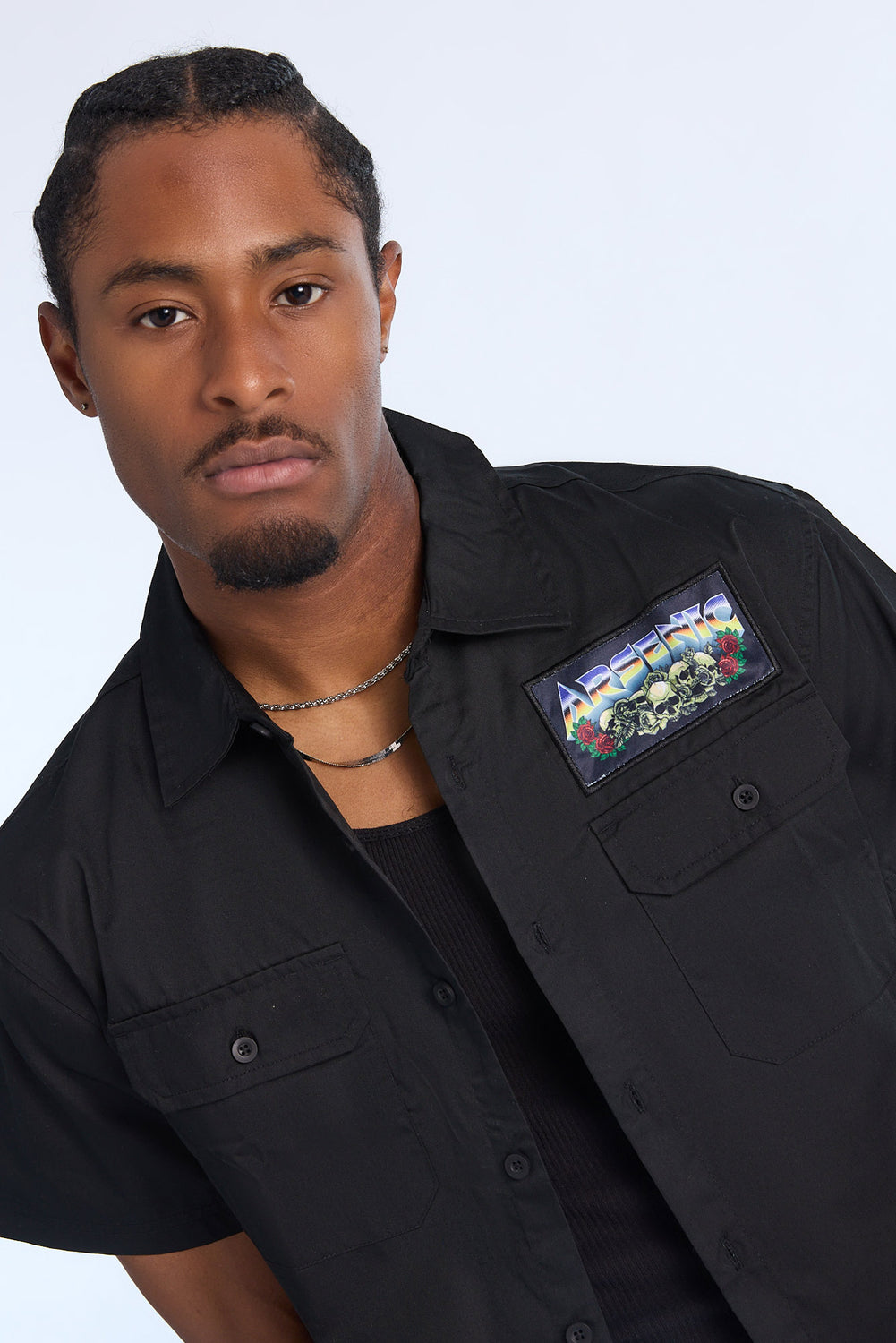 Chemise en sergé faucheur en flammes Arsenic homme Chemise en sergé faucheur en flammes Arsenic homme