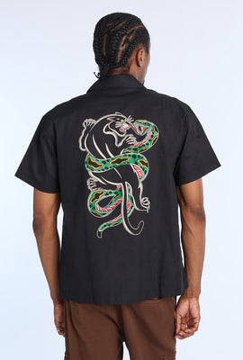 Chemise en sergé imprimée panthère et serpent Arsenic homme