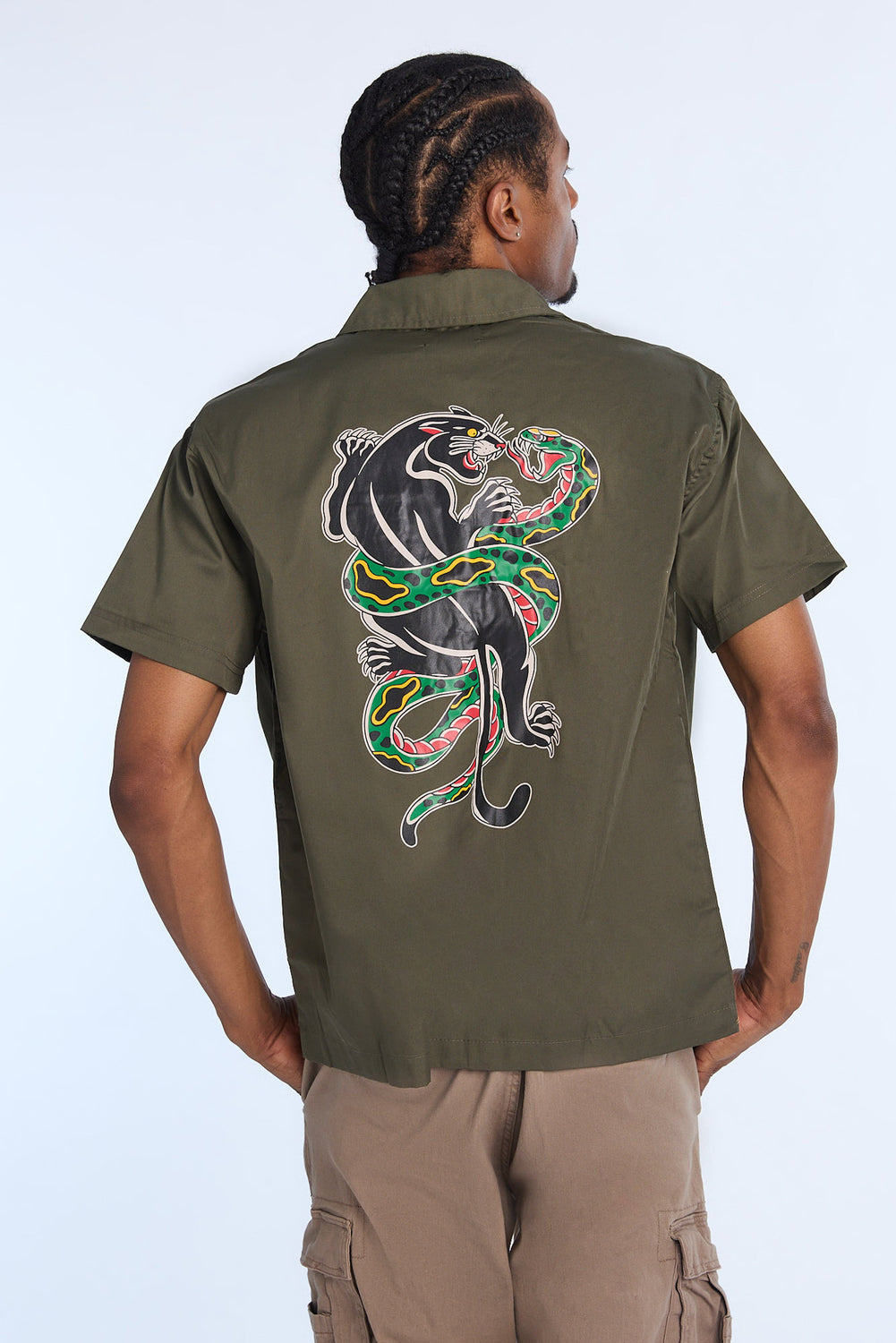 Chemise en sergé imprimée panthère et serpent Arsenic homme Chemise en sergé imprimée panthère et serpent Arsenic homme - West49