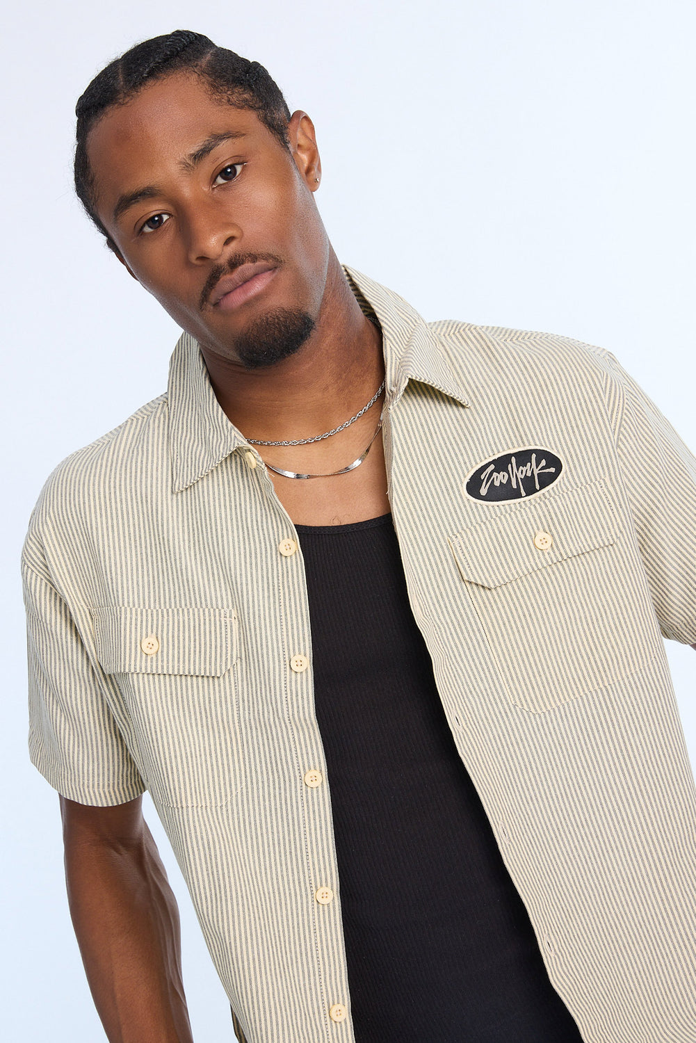 Zoo York Mens Oval Patch Logo Twill Button-Up Zoo York Mens Oval Patch Logo Twill Button-Up