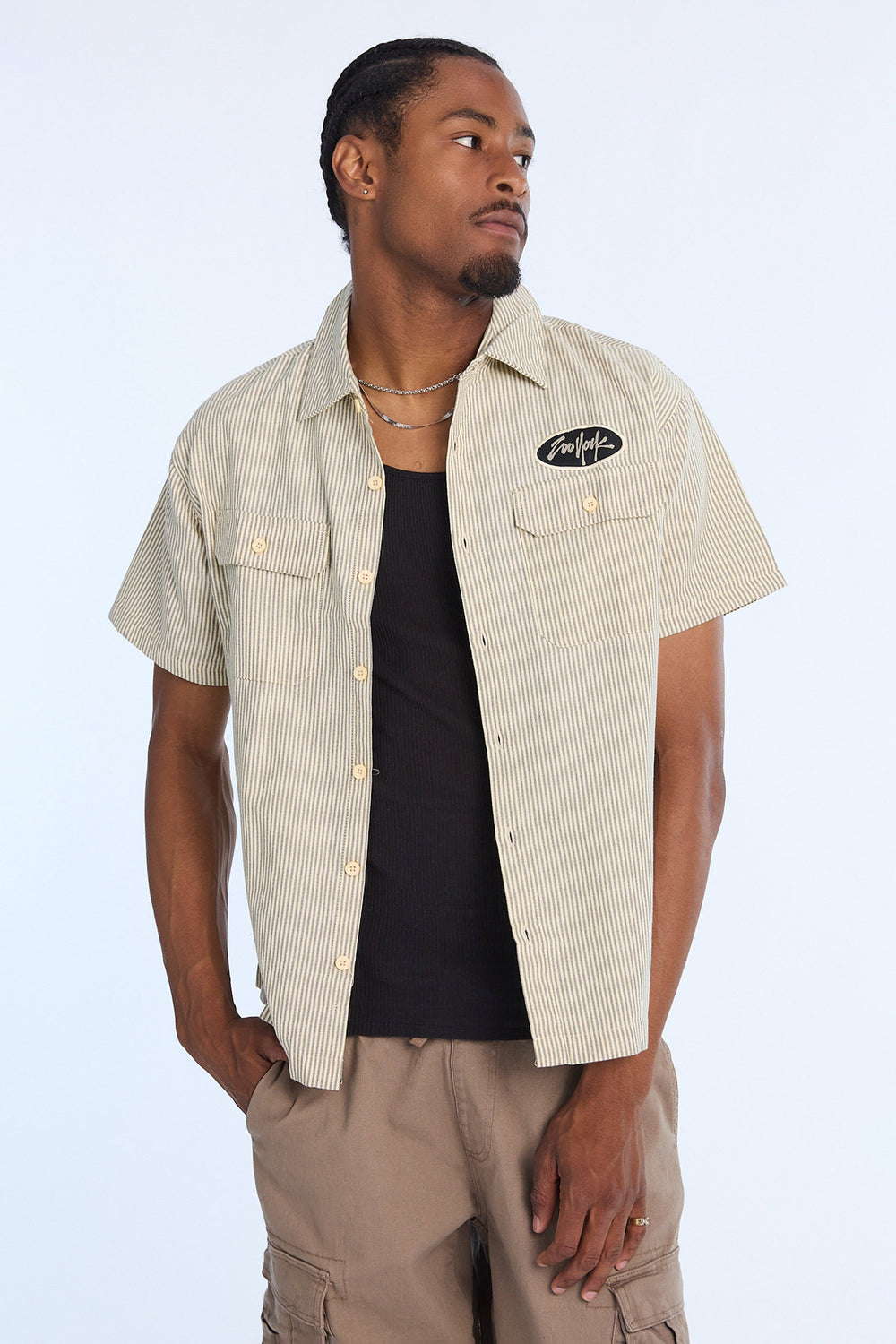 Zoo York Mens Oval Patch Logo Twill Button-Up Zoo York Mens Oval Patch Logo Twill Button-Up