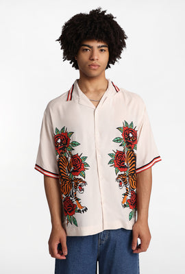 Chemise boutonnée à imprimé tigre et roses Arsenic