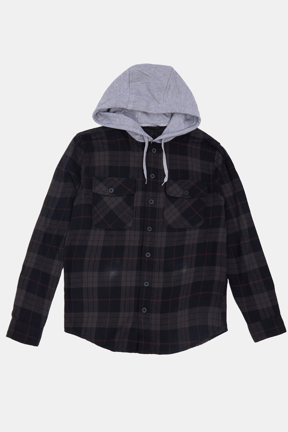 Arsenic Mens Hooded Plaid Button-Up Arsenic Mens Hooded Plaid Button-Up