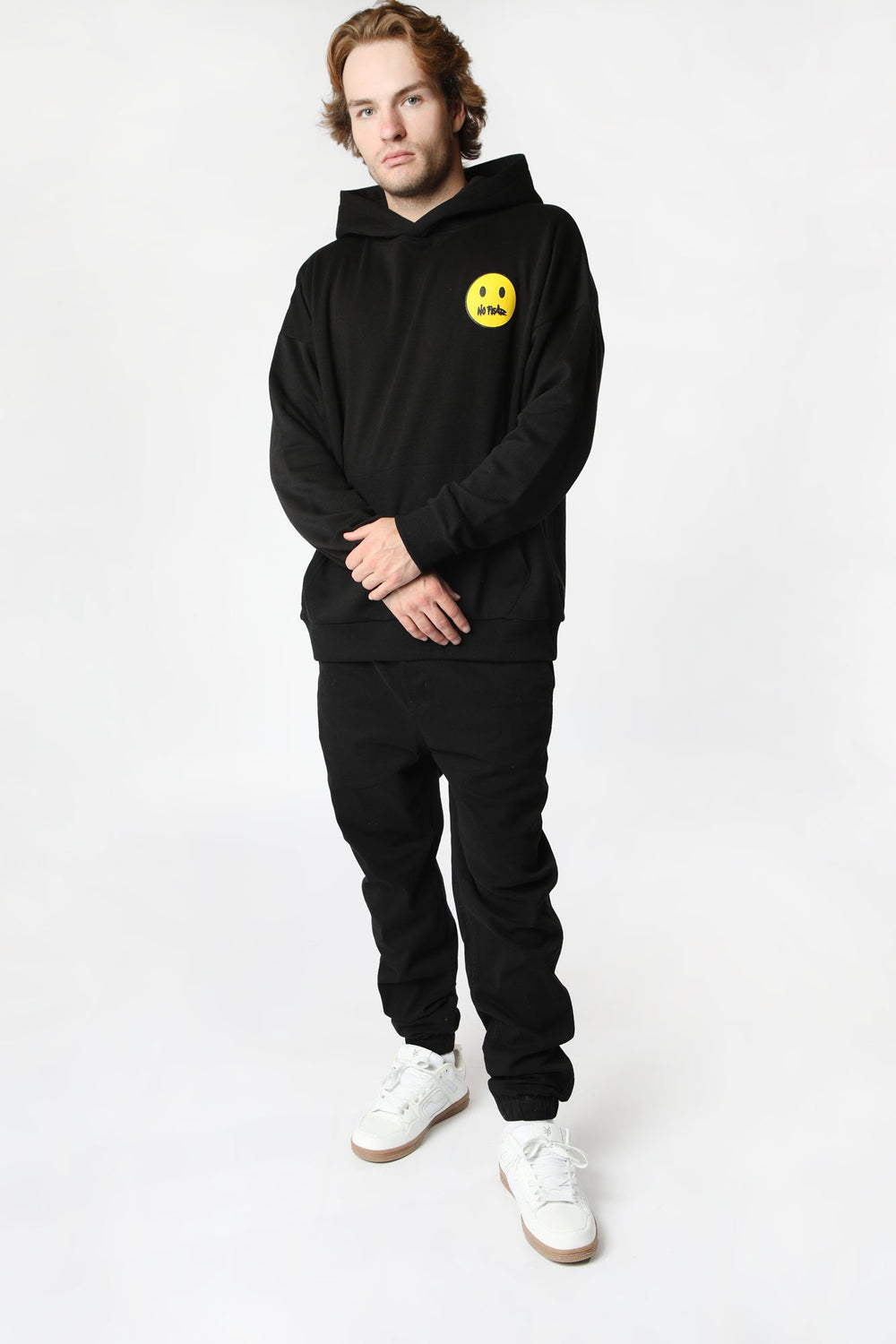 Haut à Capuchon Imprimé Smiley No Fear Homme Noir