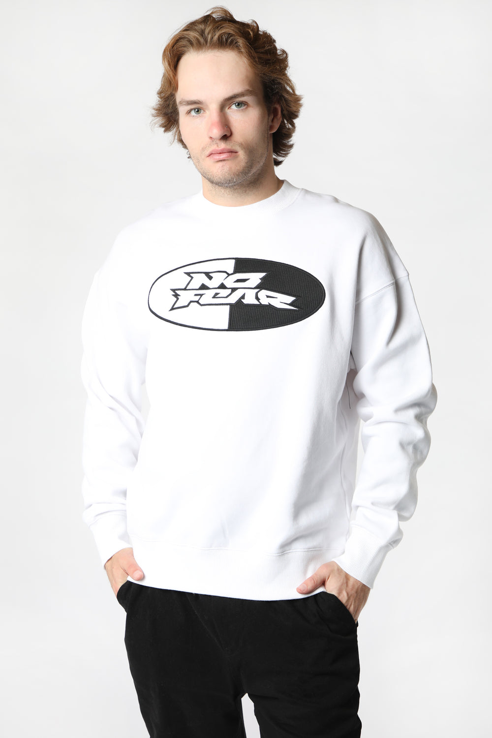 No Fear Mens Logo Crew Sweatshirt White